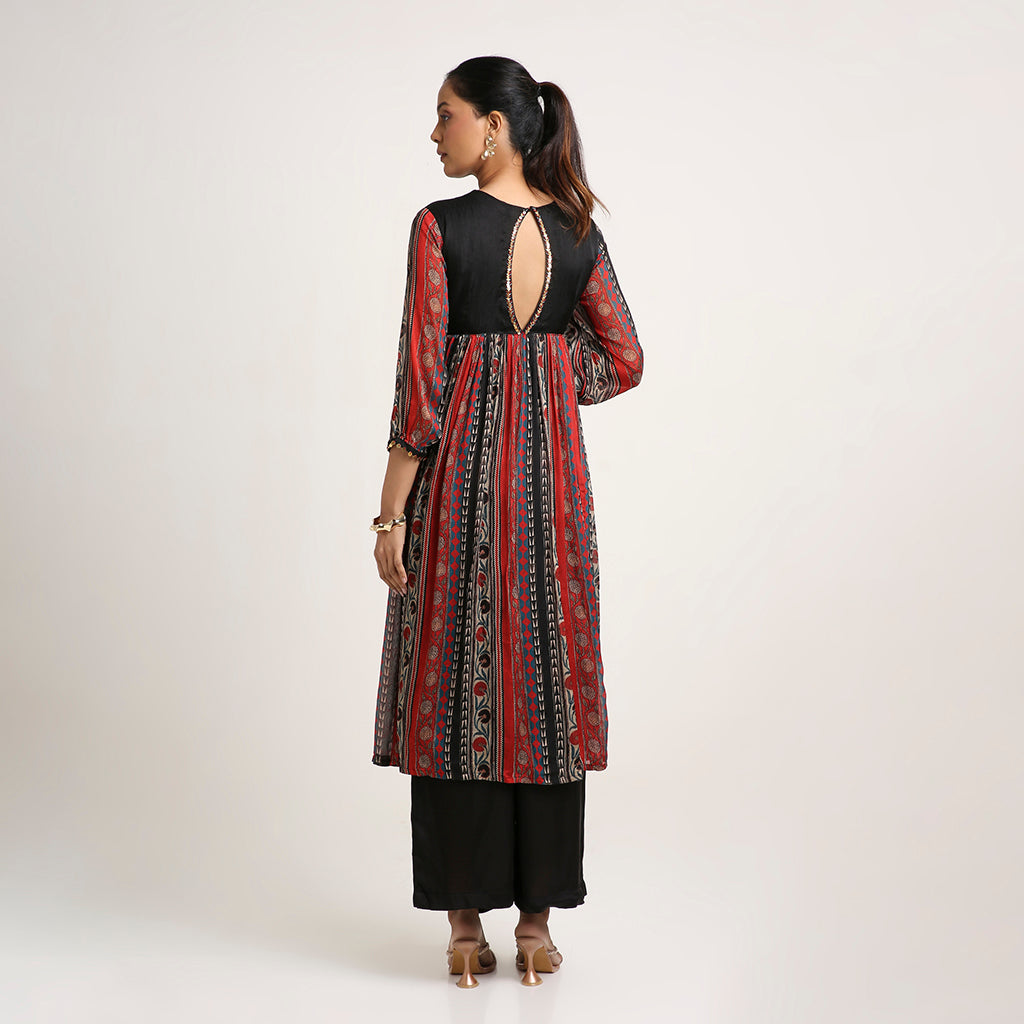 Chinon Silk Flared Kurta Set with Nysa Silk Pants