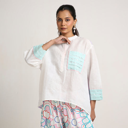 Pure Linen Colour-Block Shirt