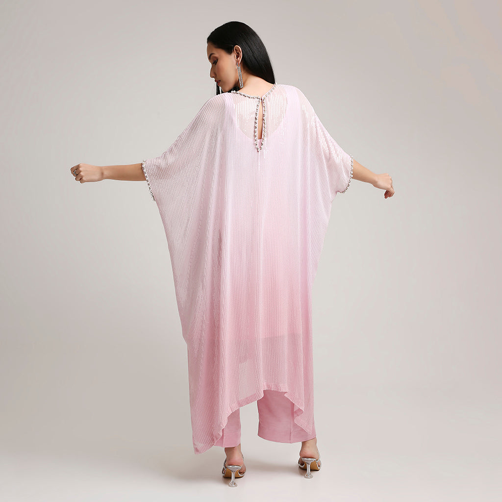 Ombre Sequinned Georgette Poncho Set