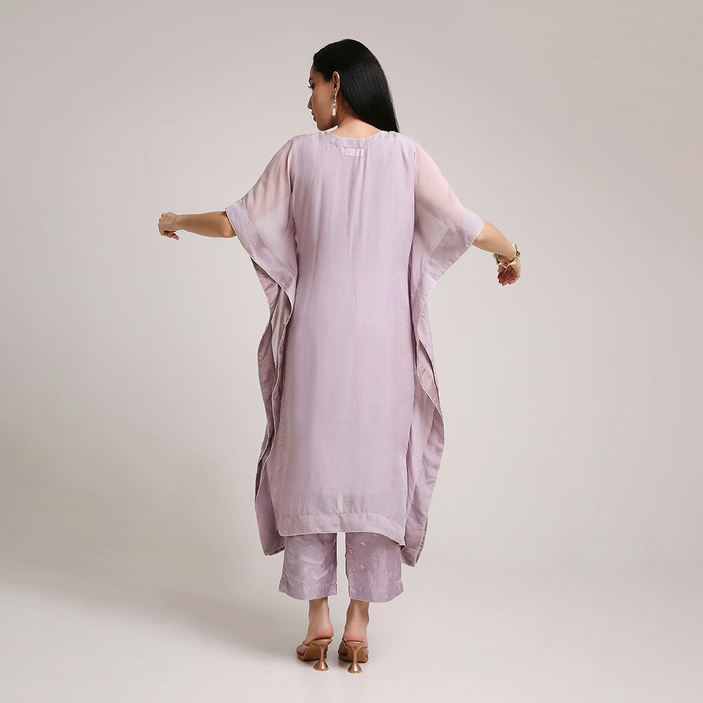 Organza Kaftan Set with Upada Silk Pants