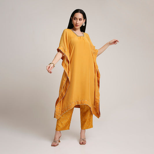 Organza Kaftan Set with Upada Silk Pants