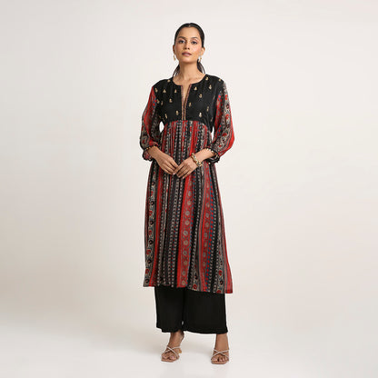 Chinon Silk Flared Kurta Set with Nysa Silk Pants