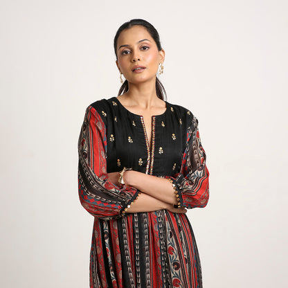 Chinon Silk Flared Kurta Set with Nysa Silk Pants