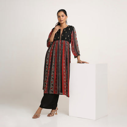 Chinon Silk Flared Kurta Set with Nysa Silk Pants