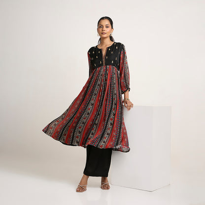 Chinon Silk Flared Kurta Set with Nysa Silk Pants