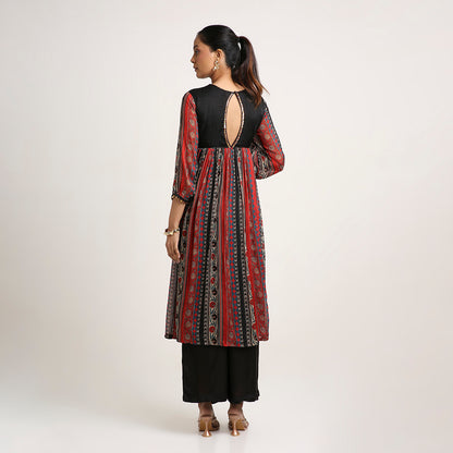 Chinon Silk Flared Kurta Set with Nysa Silk Pants