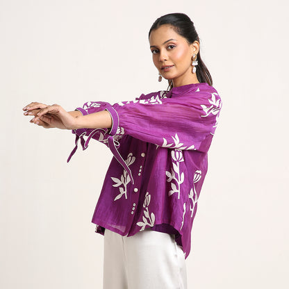 Mul Chanderi Top with Appliqué Detailing (only top)
