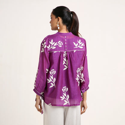 Mul Chanderi Top with Appliqué Detailing (only top)