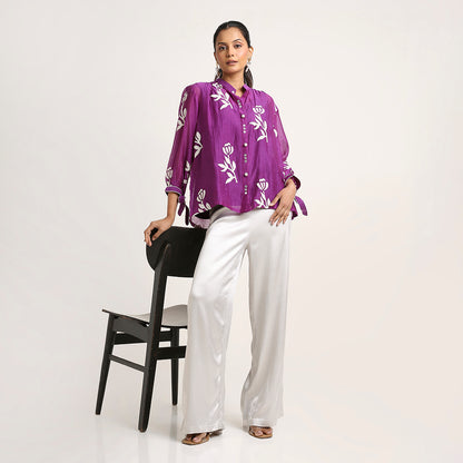 Mul Chanderi Top with Appliqué Detailing (only top)