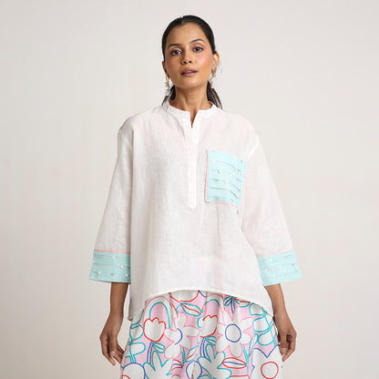 Pure Linen Colour-Block Shirt