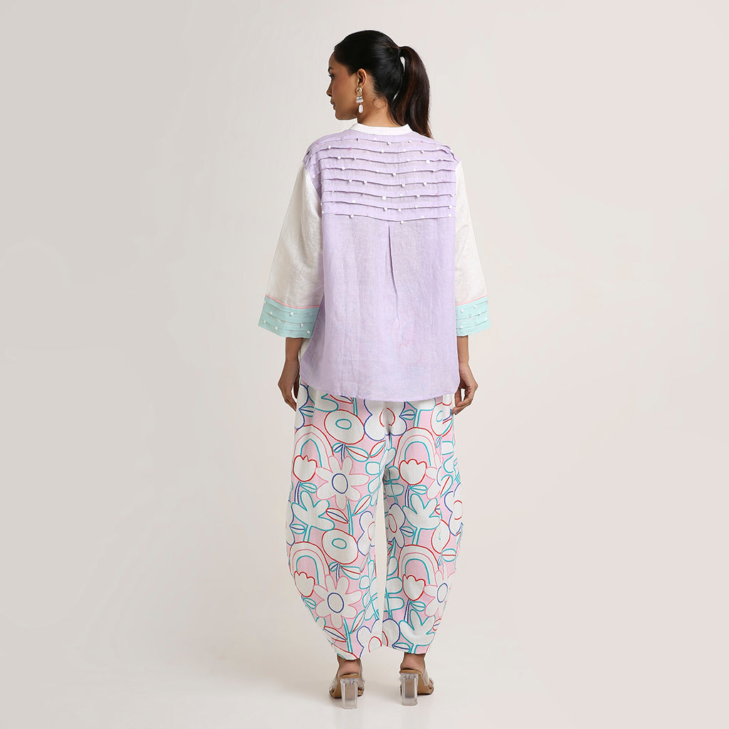 Pure Linen Colour-Block Shirt