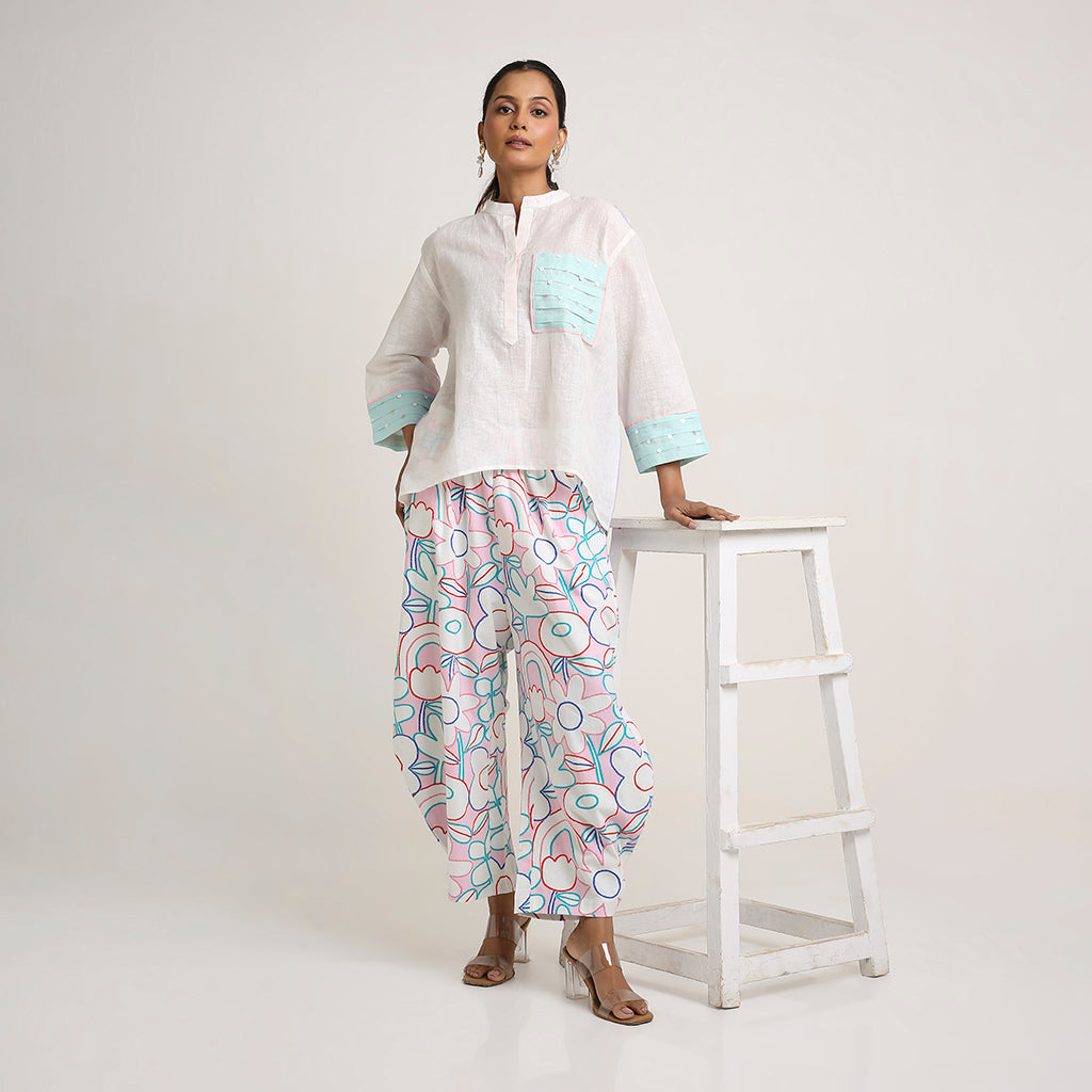 Pure Linen Colour-Block Shirt