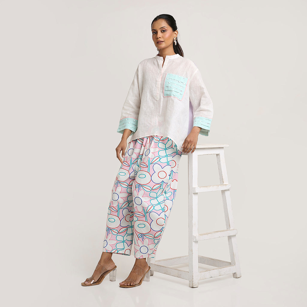 Pure Linen Colour-Block Shirt