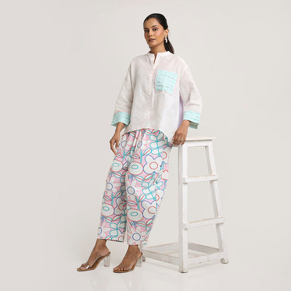 Pure Linen Colour-Block Shirt