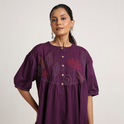 Cotton Short Kurta Set with Printed Pants