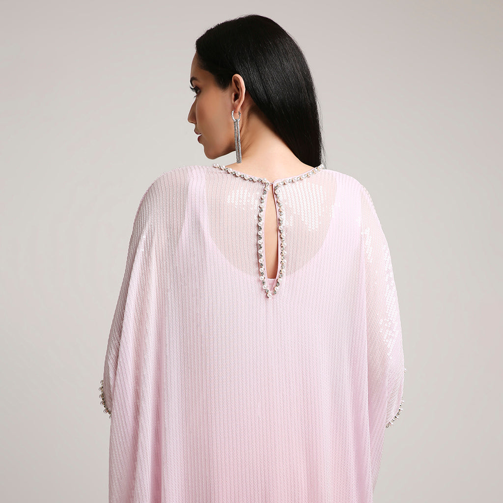 Ombre Sequinned Georgette Poncho Set