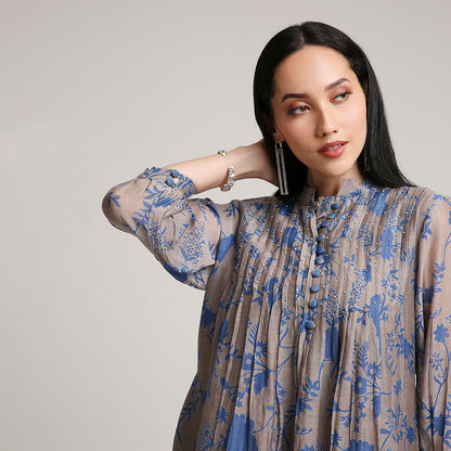 Mul Chanderi Printed Short Kurta Set