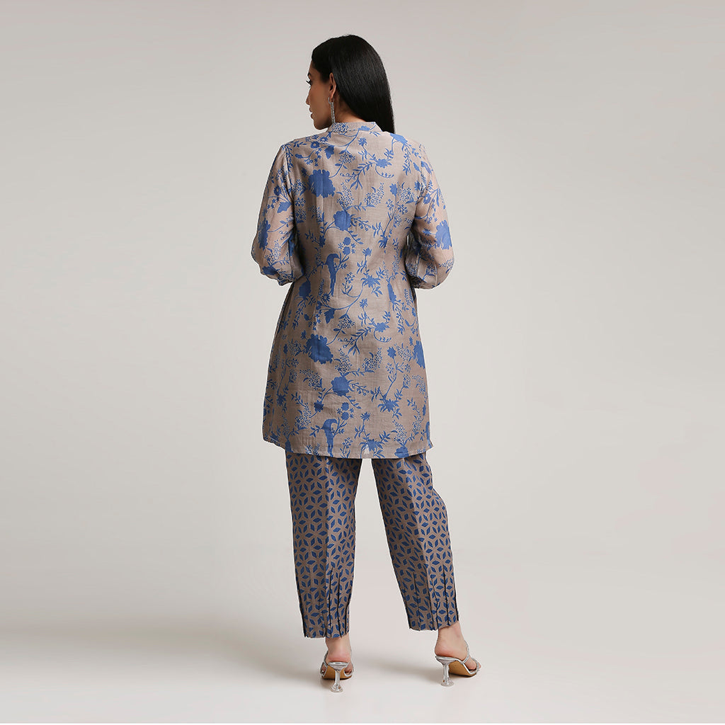 Mul Chanderi Printed Short Kurta Set