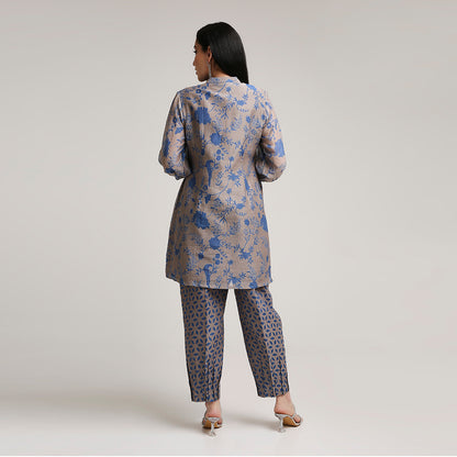 Mul Chanderi Printed Short Kurta Set