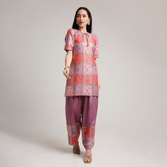 Organza Multicoloured Top with Modal Silk Farsi Salwar