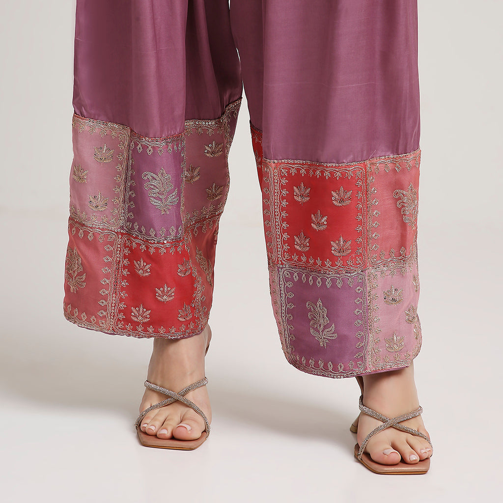 Organza Multicoloured Top with Modal Silk Farsi Salwar