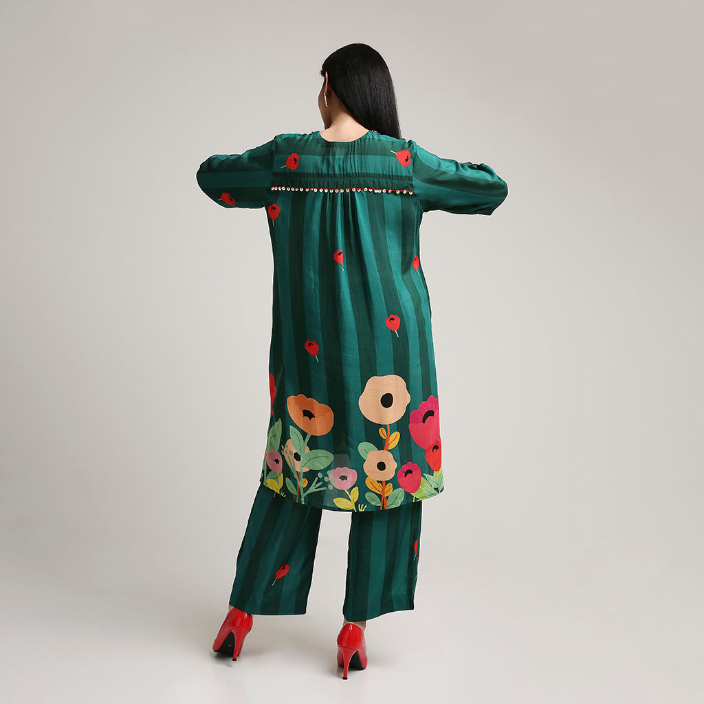 Printed Muslin Kurta Set with Sequin Highlights