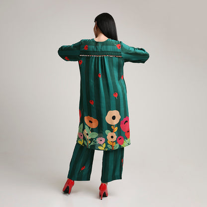 Printed Muslin Kurta Set with Sequin Highlights