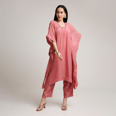 Organza Kaftan Set with Upada Silk Pants