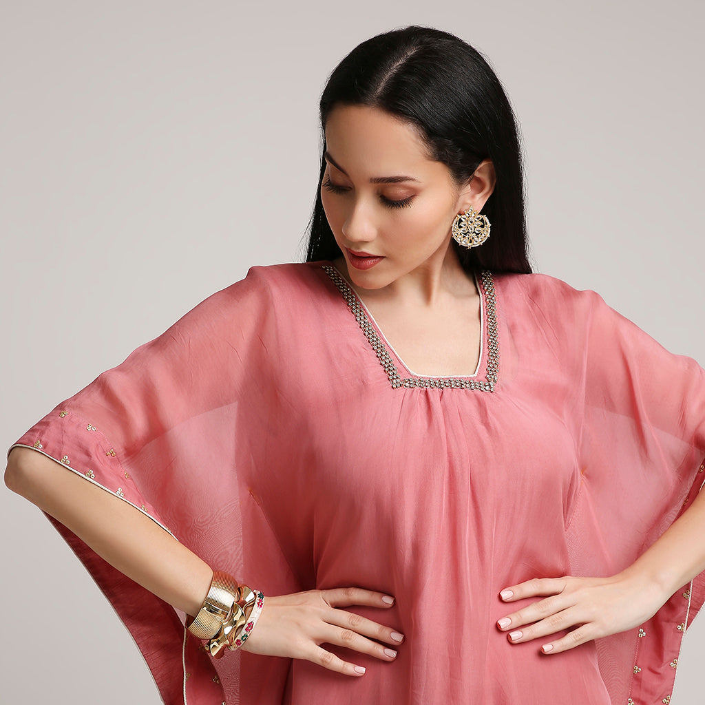 Organza Kaftan Set with Upada Silk Pants