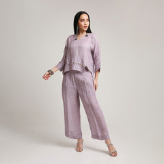 Gauze Linen Co-ord Set with Pearl Detailing