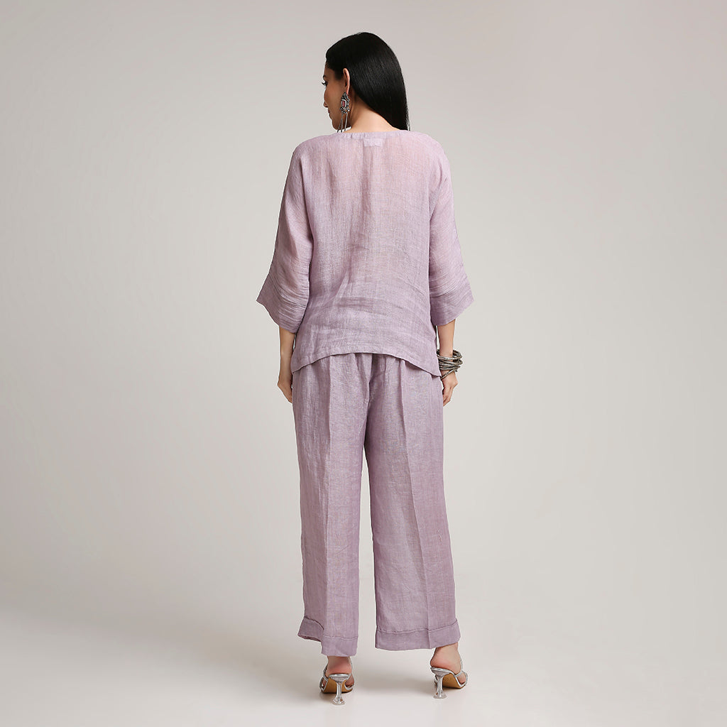 Gauze Linen Co-ord Set with Pearl Detailing