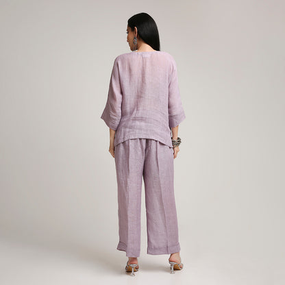 Gauze Linen Co-ord Set with Pearl Detailing