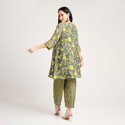 Mul Chanderi Printed Short Kurta Set