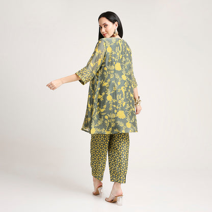 Mul Chanderi Printed Short Kurta Set