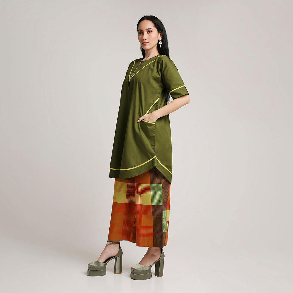 Poplin Cotton Co-ord Set with Contrast Piping