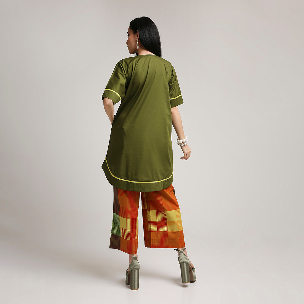 Poplin Cotton Co-ord Set with Contrast Piping