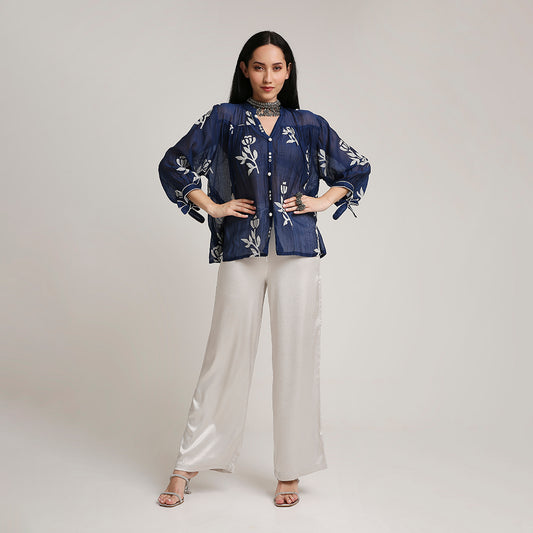 Mul Chanderi Top with Appliqué Detailing (only top)