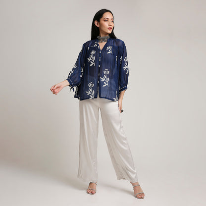 Mul Chanderi Top with Appliqué Detailing (only top)