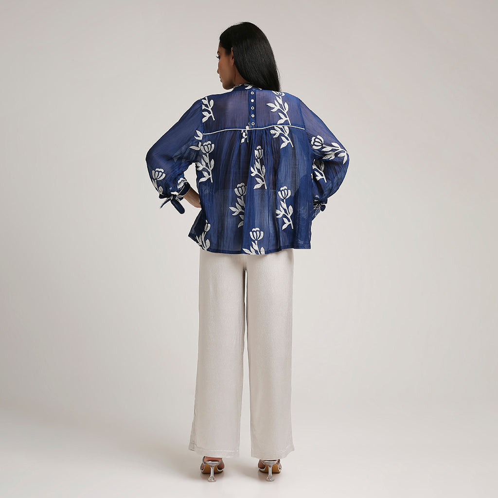 Mul Chanderi Top with Appliqué Detailing (only top)
