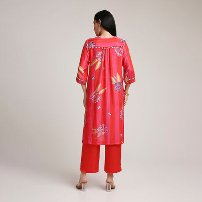 Printed Muslin Kurta Set with Sequin Highlights