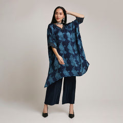 Ajrakh Poncho Set with Metallic Detailing