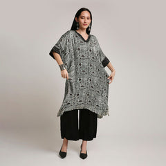 Ajrakh Poncho Set with Metallic Detailing