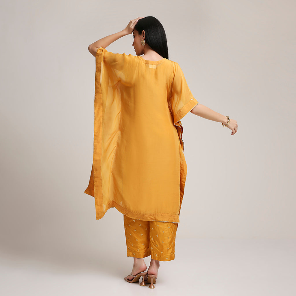Organza Kaftan Set with Upada Silk Pants
